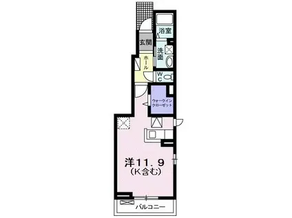 ヴェル・エール(ワンルーム/1階)の間取り写真