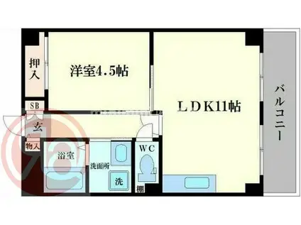 ポートヴィラメイセイ(1LDK/5階)の間取り写真