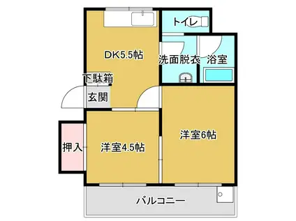 要Iマンション(2DK/2階)の間取り写真