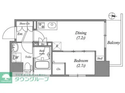 GRANPASEO森下(1DK/5階)の間取り写真