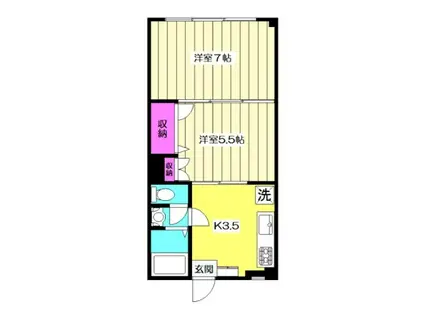 松原マンション(2K/3階)の間取り写真