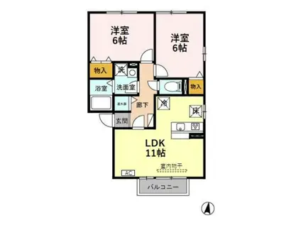 グランメールあおば通(2LDK/1階)の間取り写真
