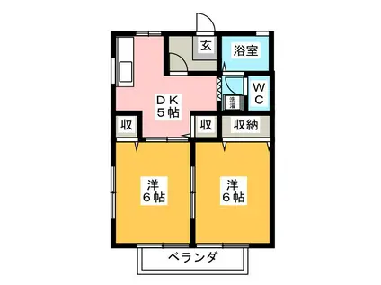 コーポ林1号棟(2DK/2階)の間取り写真