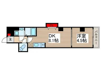 シャルム・ドゥ・プランドールII(1DK/2階)の間取り写真