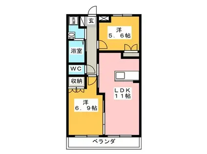 アンジェリーク(2LDK/2階)の間取り写真