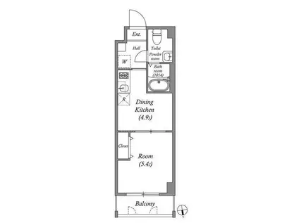 アーバハイツ六町環七北通(1DK/1階)の間取り写真