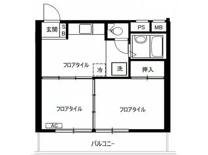 エコーハイツ豊永(2DK/3階)の間取り写真