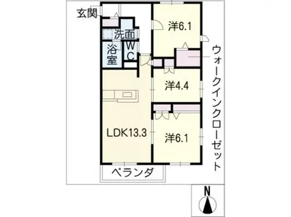 メゾン上名古屋(3LDK/4階)の間取り写真