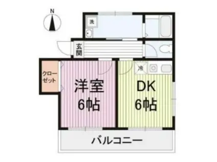 フラット51(1DK/2階)の間取り写真