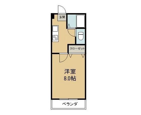シャンポールII(1K/1階)の間取り写真