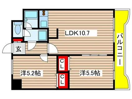 シャトー村瀬Ⅴ(2LDK/9階)の間取り写真