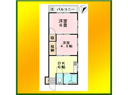 ハイツユー(1DK/2階)の間取り写真