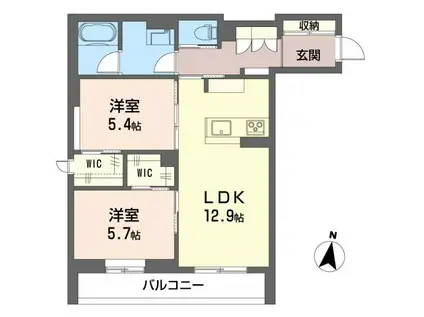 フェーデ ディモーラ(2LDK/3階)の間取り写真