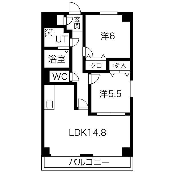 ベルフラワーBS(2LDK/3階)の間取り写真