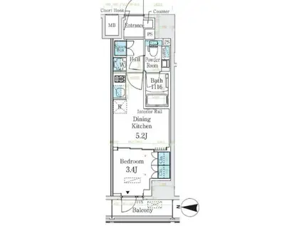 ベルファース錦糸町サウス(1DK/3階)の間取り写真