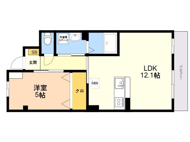 カーサ・グラン 伊都(1LDK/2階)の間取り写真
