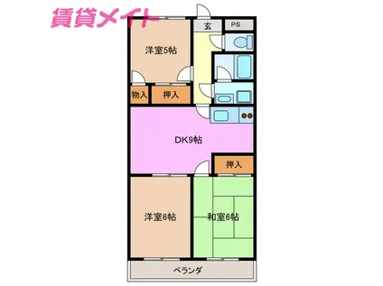 リバシティーヒル旭(3DK/4階)の間取り写真