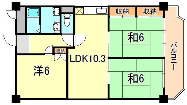 第二コーポ学苑(3LDK/3階)の間取り写真