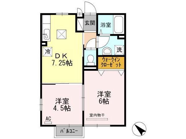ジェネス南佐賀(2DK/1階)の間取り写真