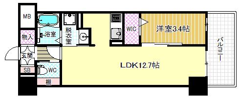 LASANTE梅田北(1LDK/9階)の間取り写真