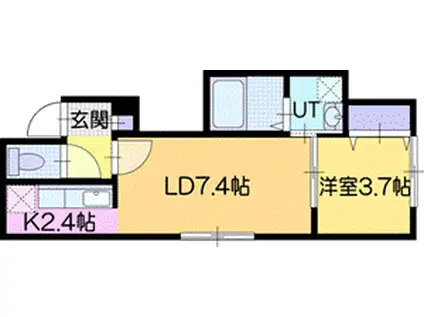 恵庭市住吉町2丁目AP(1LDK/1階)の間取り写真