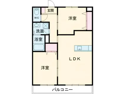 スリーゼ高松東(2LDK/1階)の間取り写真