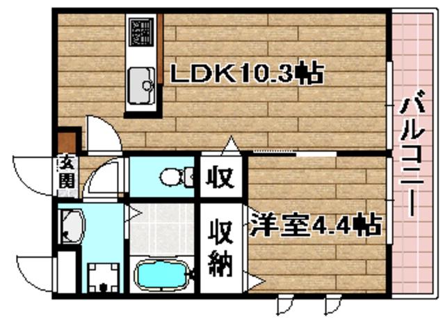 ニューアムールクラニア(1LDK/2階)の間取り写真