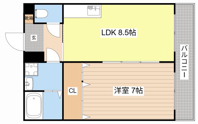 ブエナビスタ大津ウエスト(1LDK/1階)の間取り写真