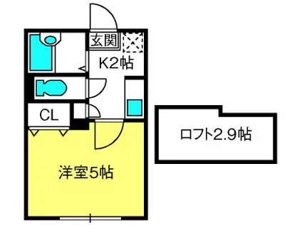 ラウレアK(1K/1階)の間取り写真