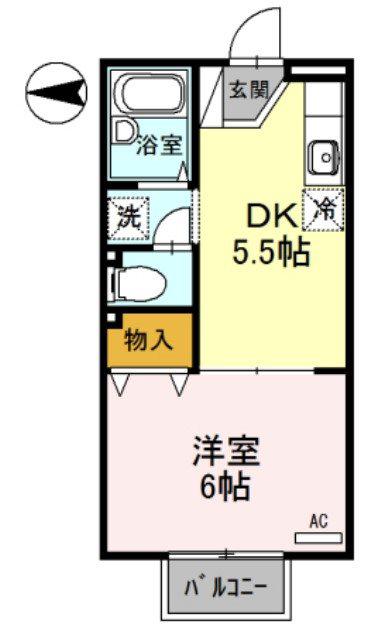 ロイヤルハイツII(1DK/2階)の間取り写真