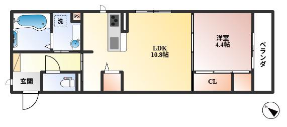 LA MAISON上野坂(1LDK/1階)の間取り写真