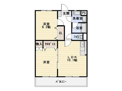 ベルクA(2LDK/3階)の間取り写真