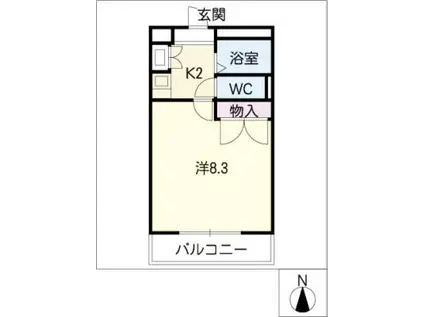 カメリアA(1K/2階)の間取り写真