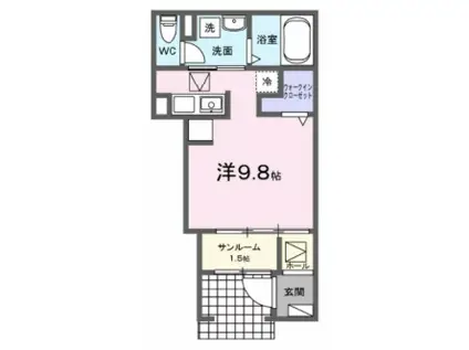 ソルクレストII(ワンルーム/1階)の間取り写真