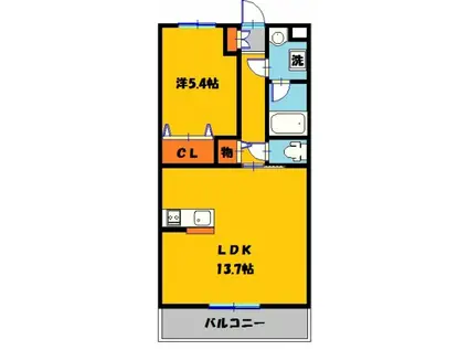 メゾンドフルール(1LDK/4階)の間取り写真