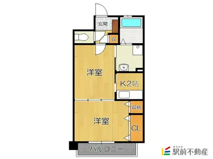 ロジュマン・三央(2K/3階)の間取り写真