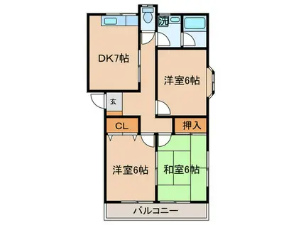 ピアシャトルA(3DK/1階)の間取り写真