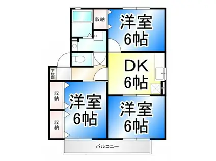 ヴィラージュ本郷(3DK/2階)の間取り写真