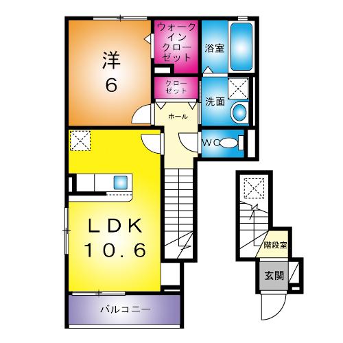 ヴィラ セレーノ(1LDK/2階)の間取り写真