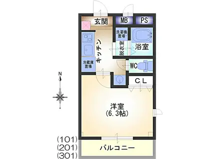 ブリッサ立花(1K/2階)の間取り写真