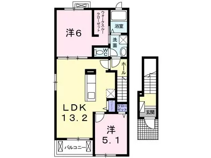 ヴァンベール(2LDK/2階)の間取り写真