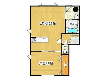 JR石北本線 北見駅 徒歩25分 2階建 築19年(1LDK/2階)の間取り写真