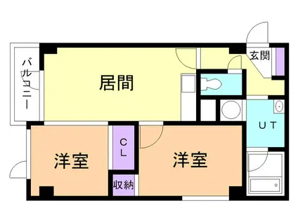 コーポハーバー(2DK/3階)の間取り写真