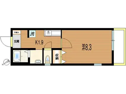 カミーノ(1K/1階)の間取り写真