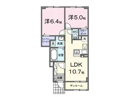 キャバン II(2LDK/1階)の間取り写真