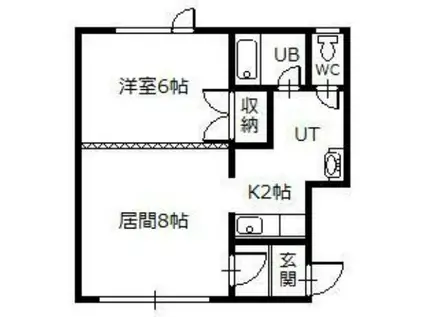 北ウイング(1LDK/2階)の間取り写真
