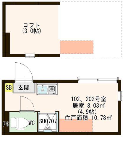 コンアモーレ町屋(ワンルーム/1階)の間取り写真