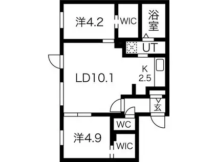 NOVA北円山(2LDK/2階)の間取り写真
