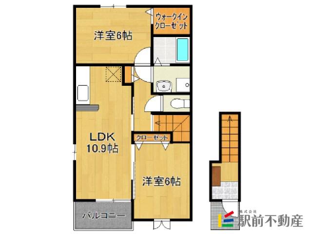ディアベルジュI(2LDK/2階)の間取り写真