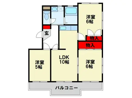 ファミールしのはら(3LDK/4階)の間取り写真